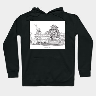 Osaka Castle Japan Pen and Ink Illustration Hoodie